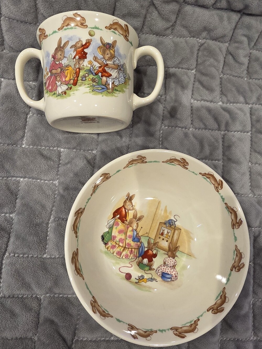 2pc Vintage Bunnykins Bunny Rabbit Royal Doulton Tableware